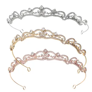Elegant rose gold bridal tiara with sparkling crystals in European court style