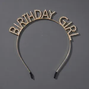 Golden Birthday Girl headband with rhinestones for parties and princess style