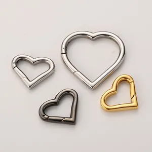 Chiusure a molla a forma di cuore in acciaio inossidabile lucido oro argento