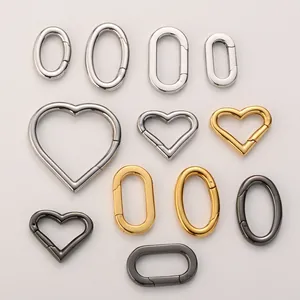 Anelli a molla lucidati a cuore e ovali in acciaio inossidabile per gioielli DIY