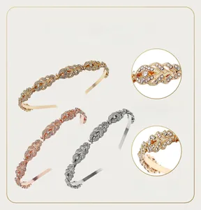 Close-up of sparkling rhinestone headband showing detailed alloy base and hand-set crystals