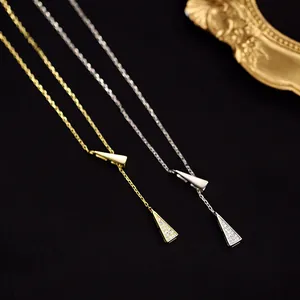 Elegant 925 silver plated cross triangle necklaces with sparkling rhinestones set