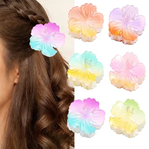 Pinza per Capelli a Forma di Ibisco Sfumata per Donna Vacanza Estiva al Mare Molletta a Squalo Accessorio per Capelli