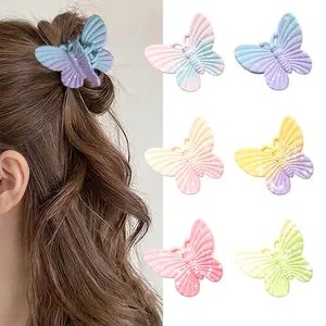 Pince Crabe Papillon Dégradé Mat Givré Projections Résine Plastique Pince À Cheveux Pour Femmes Filles Accessoires De Coiffure