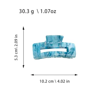 Acrylic marble hair claw clip with size dimensions 10.2cm by 5.3cm for women