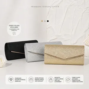 Shimmering Glitter Evening Clutch Bag For Women Elegant Sequin Wedding Party Handbag With Detachable Chain Strap