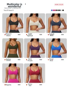 Dettaglio degli 8 colori disponibili per il reggiseno sportivo con incrocio sul retro
