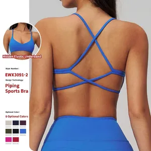 Reggiseno Sportivo da Donna Scollo a V Supporto Elevato Asciugatura Rapida Schiena Incrociata Top Fitness Senza Maniche