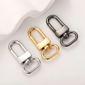 Close-up of 316 stainless steel swivel lobster clasps in silver, gold, and gunmetal black