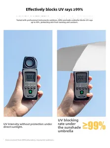 Effective UV protection test showing 99% sun blockage rate for folding umbrella