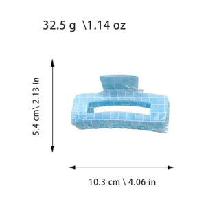 Iridescent blue rectangle hair claw clip with measurements 10.3cm length for women