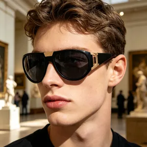 Oversized Fashion Sunglasses For Men Women UV400 Protection PC Frame Alloy Metal Decoration Outdoor Cycling Driving Sports Eyewear