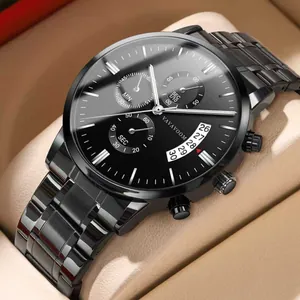VAVAVOOM Men Business Quartz Watch VA-214 Stainless Steel Strap Waterproof Calendar Chronograph Wristwatch For Men Jewelry