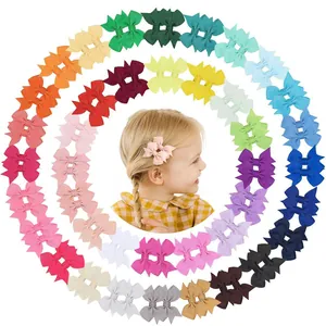 Handmade Grosgrain Ribbon Bow Hair Clips For Girls Solid Color Swallowtail Hairpin Cute Boutique Baby Hair Accessories