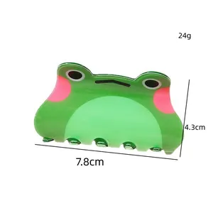 Pince à cheveux grenouille verte mignonne pour queue de cheval de 7,8 cm de long