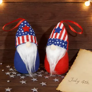 Independence Day Patriotic Gnome Hanging Ornament Fabric Star Striped Faceless Rudolph Doll July Fourth Home Party Decoration