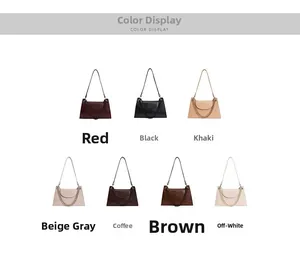 Detailed color display of vintage shoulder bags in seven various matte finishes
