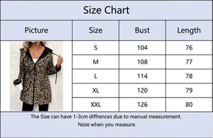 Detaillierte Größentabelle für Damen Leopard Kapuzenjacke von Größe S bis XXL