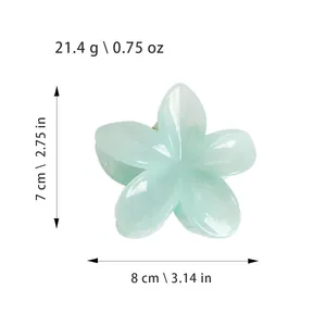 Translucent green flower claw clip made of smooth resin, dimensions 7x8 cm, weight 21.4g