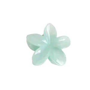 Cute mint green flower hair claw clip with glossy candy color finish for women and girls