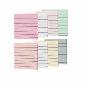 Set of 8 colorful lined transparent sticky notes in Morandi tones for note-taking