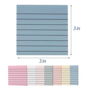 Close-up of 3x3 inch Morandi color lined sticky notes set with dimension markings
