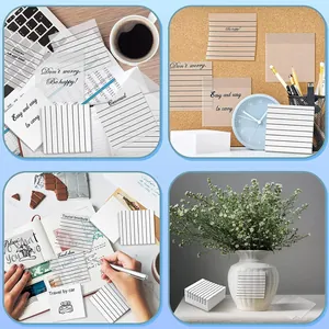 Macro detail of transparent Morandi sticky notes with lines for books and journals