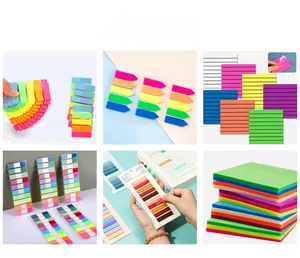 Detailed grid view of Morandi sticky notes with ruler base and PET translucent tabs