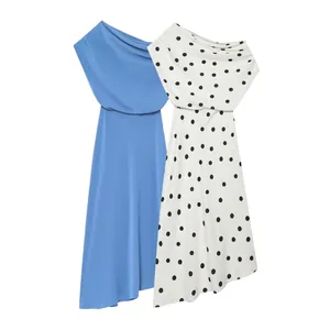 One Shoulder Maxi Dress Elegant Asymmetrical Ruched Waist Sleeveless Irregular Hem Blue Evening Party For Women