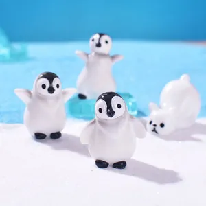 Miniature polar bear and penguins figurines for micro landscape snowy DIY decor