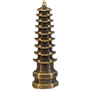 Nine-level vintage bronze pagoda statue for zen garden and bonsai decoration