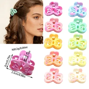 Sweet Hollow Bowknot Hair Claw Clip Resin Marble Texture Gradient Styling Accessory For Women Girls Hair Accessory