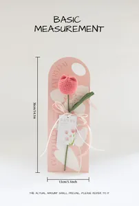 Handmade pink crochet tulip flower bouquet with Happy Mother's Day tag, 36x13cm size