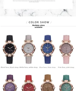 Detail of quartz watches featuring glitter star dials and faceted rose gold cases