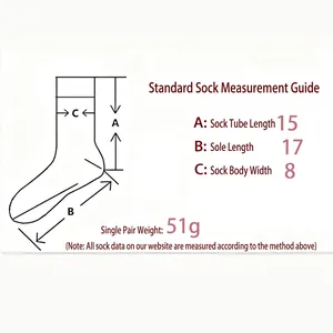 Size chart showing dimensions for women's fleece socks including 15cm height and 17cm length