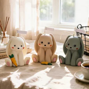 Cute 3D bunny silicone mold for aromatherapy candles and handmade home decor