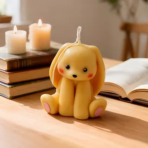 3D rabbit aromatherapy candle in yellow, handcrafted resin wax for home decoration