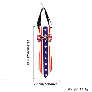 Patriotic USA flag bowtie necktie for independence day party with adjustable strap