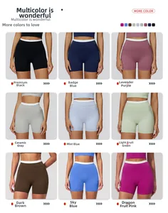 Vue détaillée du short de yoga à taille haute en neuf différentes couleurs vives