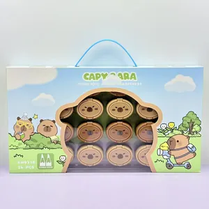 Bulk pack of 24 cute capybara double-hole pencil sharpeners in a gift display box