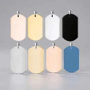 Stainless Steel Blank Dog Tag Pendants For DIY Jewelry Making Polished Metal Rectangle Heart Round Guitar Pick Charms