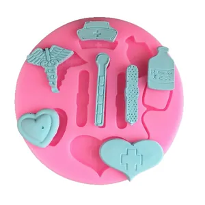 Pink silicone nurse tools DIY mold for fondant chocolate and cake decorating
