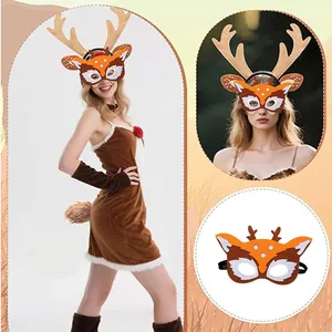 Detail of cute deer antler headband and animal eye mask for Christmas cosplay costumes