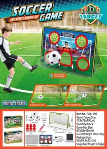 Detailed set of 3-in-1 kids soccer goal kit with target net and training accessories