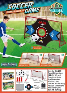 Detailed view of 3-in-1 foldable kids soccer goal set with training accessories