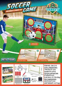 Detail view of 3-in-1 foldable kids soccer goal set with net, target, and training cones