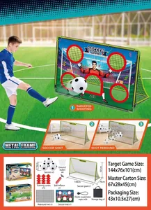 Detail view of 3-in-1 foldable soccer goal set with training target and accessories