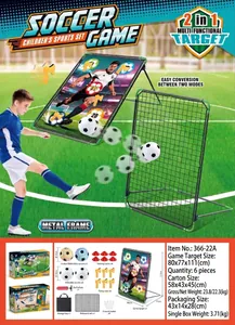 Detail view of 2-in-1 foldable soccer trainer set including goal nets and accessories