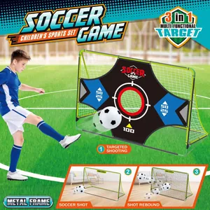 3-in-1 foldable kids soccer goal set with metal frame and scoring target for outdoor play