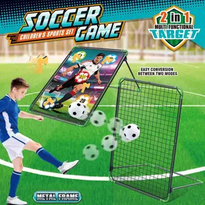Foldable 2-in-1 children soccer goal set with target trainer and metal frame for kids